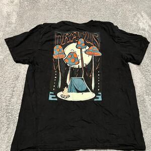 Dravus Shirt Mens Large Black Camping Tripping Mushroom Graphic Print